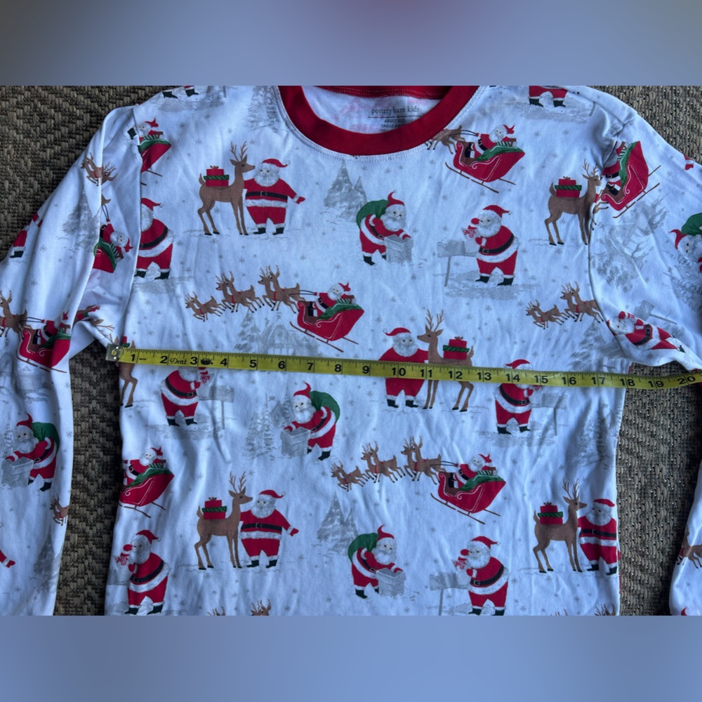 Pottery Barn Kids Heritage Christmas Adult Pajamas Size M Santa Family Tight Fit - Picture 2 of 10